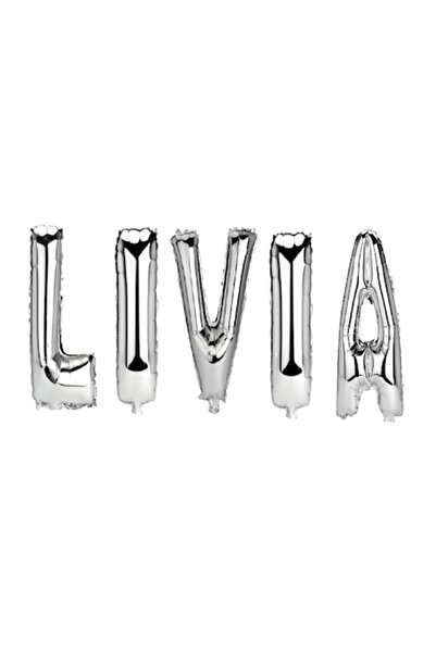 OEM Set of Balloons with Letters Name Livia, Silver, 40Cm