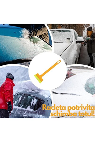FONIX Snowy Ice Scraper for Windshield, Windows & Car Body, Durable ABS, Ergonomic (Orange)