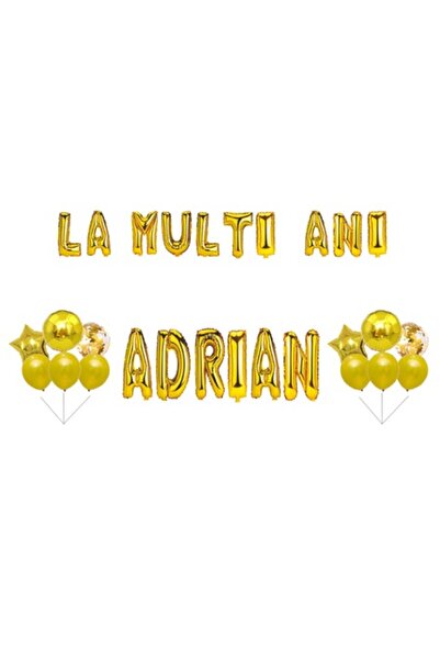 OEM Set Baloane La multi ani Adrian, Cake topper, Auriu, 35Buc