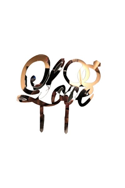 OEM Decor tort Love, model verighete, pentru nuntă, auriu-roz, 14cm