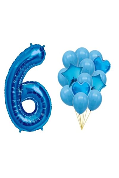 OEM Set 15 baloane albastre, aniversare 6 ani
