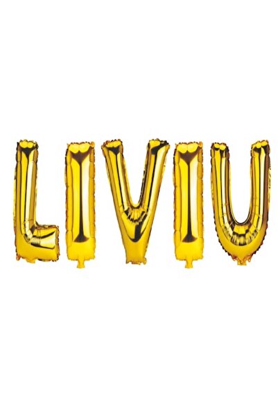 OEM Set baloane cu litere Nume Liviu, aurii, 40 cm