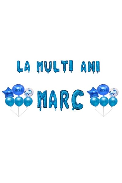OEM Σετ μπαλόνια «Χρόνια πολλά Marc», διακοσμητικό για τούρτα, μπλε, 35 τεμάχια