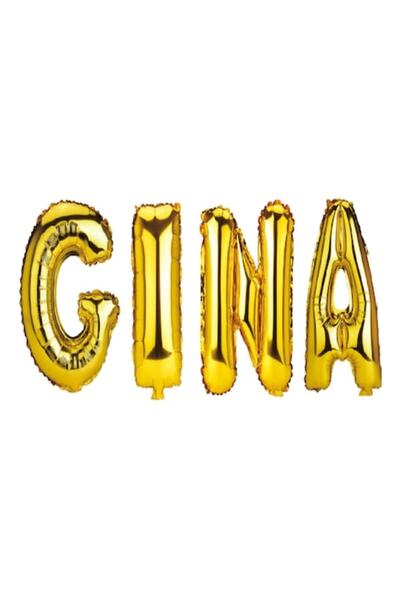 OEM Set de baloane cu litere „Gina”, aurii, 40 cm