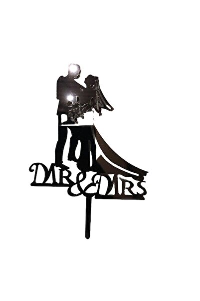 OEM Decor pentru tort, Mire și mireasă (Mr. și Mna), Nuntă, Negru, M2, 13cm