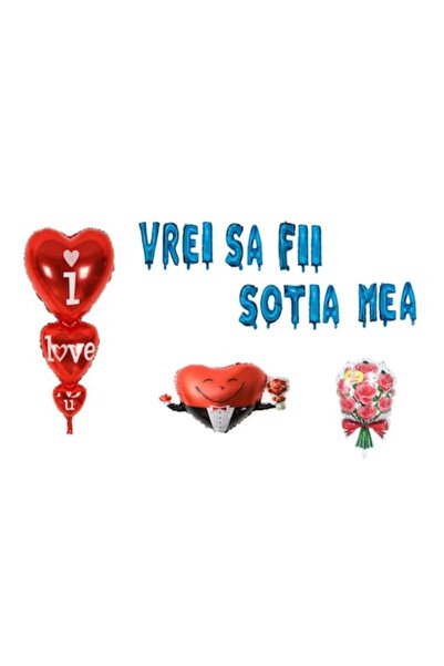 OEM Set baloane „Vrei să fii soția mea?”, Decor pentru tort, 21 buc, Albastru