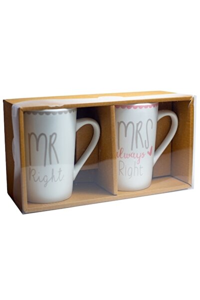 OEM Set două căni din ceramică, Mr Right & Mrs Always Right, 350 ml