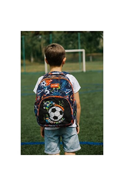 OEM Kindergarten Backpack Black Blue 3D Football Ball