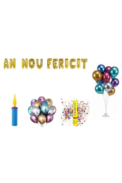 OEM Set baloane Anul Nou, cadou pentru decor tort, 73 buc, auriu