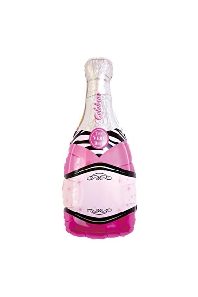 Partydeco Balon folie sticlă de șampanie roz 100cm x 49cm