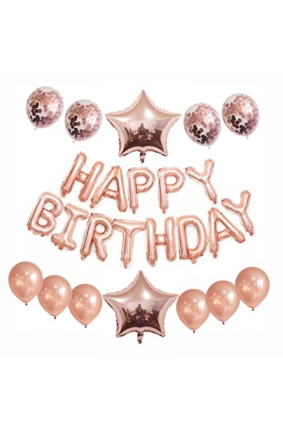 OEM Σετ με πανό «Χρόνια πολλά!» και μπαλόνια, διακοσμητικά για πάρτι, χρυσό ροζ