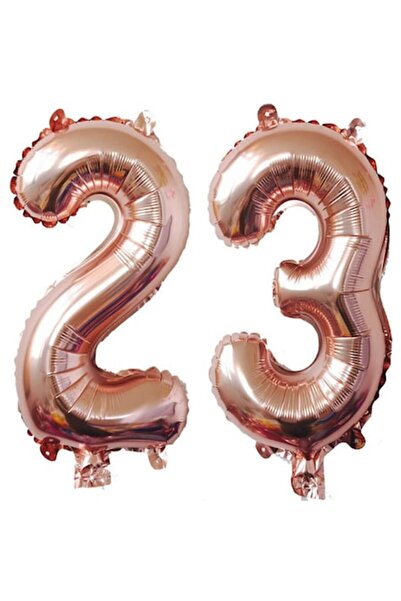 OEM Set de 2 baloane folie cu numere, auriu-roz, aniversare 23 de ani, 105 cm
