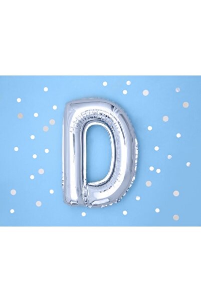 DECO Metallic foil balloon, letter D, Silver, 35 cm
