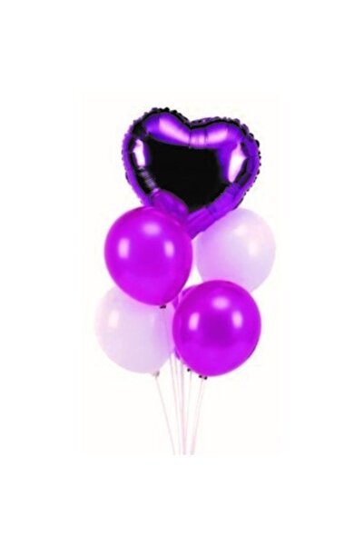 OEM Set baloane latex cu suport, violet și alb, 7 buc. 70 cm