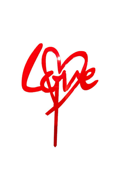 OEM Cake topper Love, model Inima, Rosu, 12x14cm