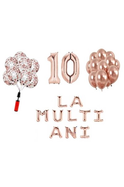 OEM Set de 33 de baloane - La mulți ani aniversare 10 ani, numere folie 100 c...