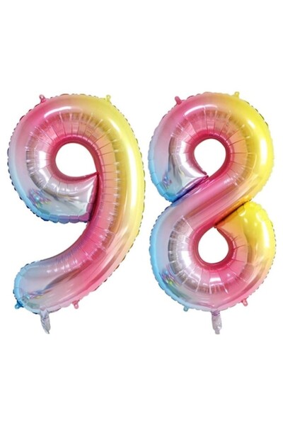OEM Set de 2 baloane folie cu numere, ESB, Curcubeu, aniversare 98 de ani, 10...