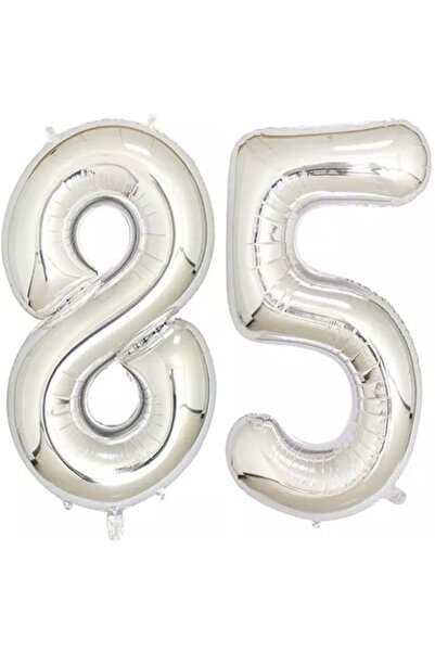 OEM Set de 2 baloane folie cu numere, ESB, argintii, aniversare 85 de ani, 10...