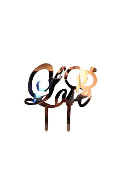 OEM Cake topper Love, Model verighete, pentru nunta, Argintiu, 14cm