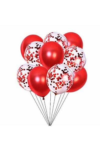 Lavandiere Set 10 baloane pentru petrecere, roșii/confetti