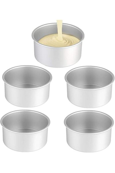 The Bros مجموعة من 5 قوالب كيك صغيرة مستديرة من الألومنيوم مقاس 4 بوصات لخبز الكيك والبيتزا والكيش