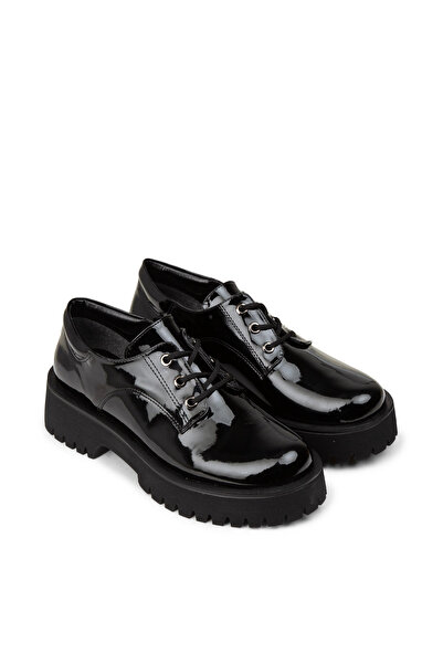 Deery Women's Patent Leather Black Casual Shoes