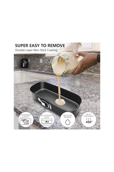 The Bros Square Springform Cake Pan 12.2 x 4.33 x 2.7 Inch Nonstick Removable Bottom Leakproof