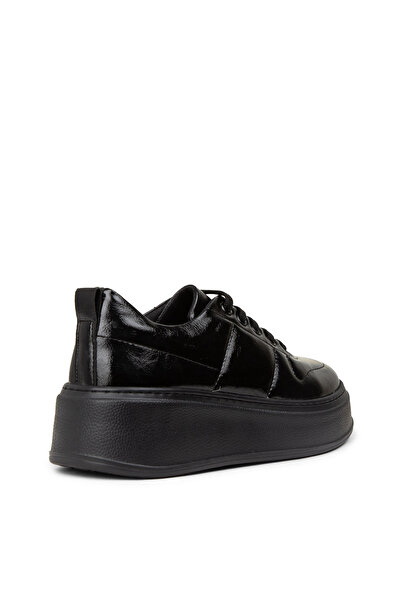 Deery Women's Vintage Patent Leather Black Sneaker Shoes