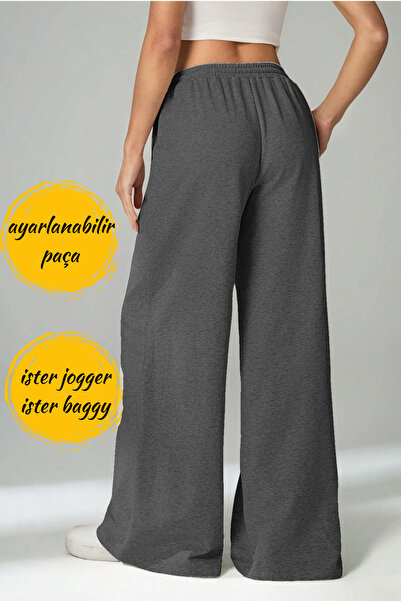 BSBSPOR Unisex Çift Cepli Eşofman Altı - Ayarlanabilir Paça: Jogger & Baggy - Siyah Gri Antrasit