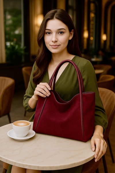 ESTUTE Luxury Suede Shoulder and Casual Tote Bag