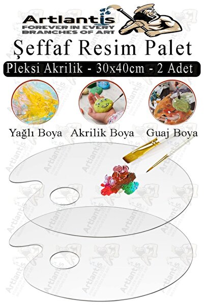 Artlantis Paleta de pictură din plexiglas acrilic 30x40 3mm 2 bucăți Paleta o...