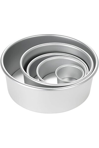 The Bros مجموعة قوالب كيك دائرية من سبائك الألومنيوم مكونة من 5 قطع مع قاعدة ...