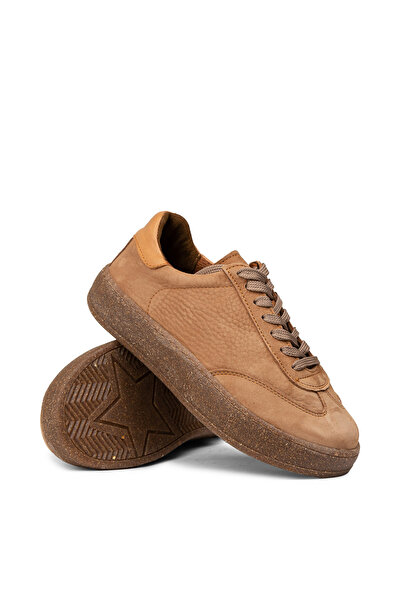 Deery Women's Genuine Nubuck Tan Color Sneaker Shoes