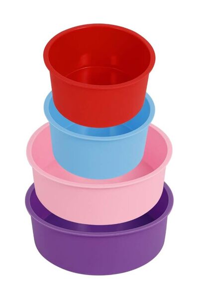 The Bros مجموعة من 4 قوالب كيك سيليكون دائرية غير لاصقة للخبز، مقاس 4 بوصات و...