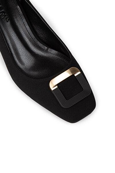 Deery Women's Black Heeled Shoes with Buckle Detail