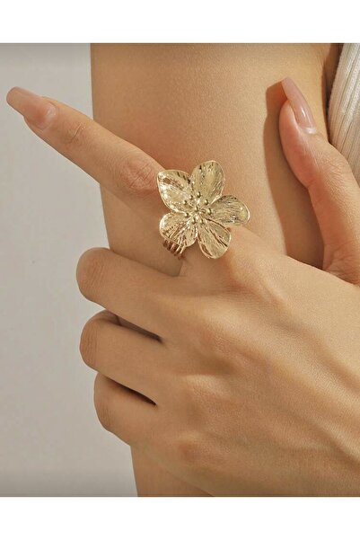 monalisatoka Kadın Gold/Gümüş Çiçek Yüzük Ayarlanabilir 2 Adet