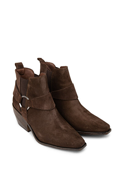 Deery Kadın Hakiki Süet Kahverengi Western Bot