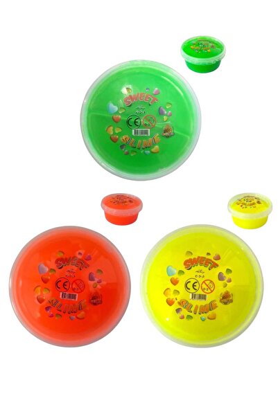 Oyunsal سلايم برتقالي - أصفر - أخضر سلايم حلو - 3 قطع سلايم منفوش بألوان نيون...