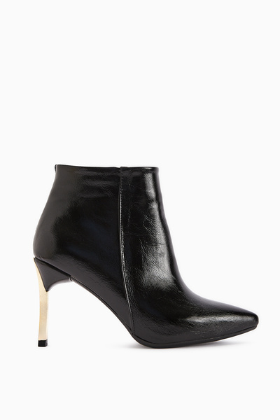 İncimoda Pointed Toe Thin Gold Heel Boots