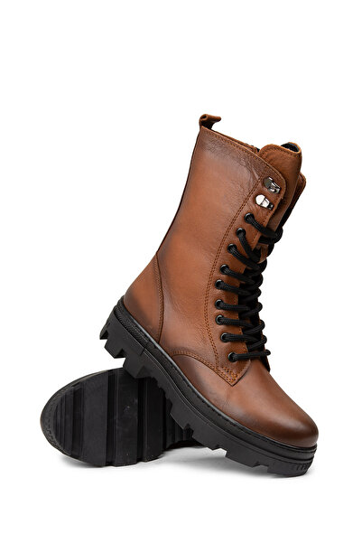 Deery Γυναικείες μπότες vintage από γνήσιο δέρμα σε χρώμα καφέ