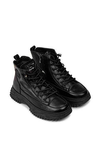 Deery Kadın Siyah Hakiki Deri Sneaker Bot