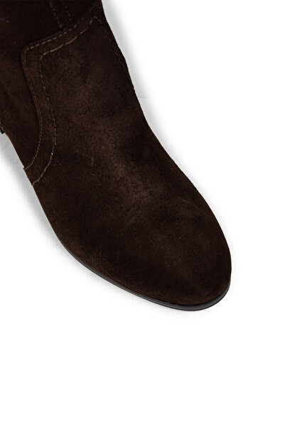 Deery Women's Genuine Suede Brown Zippered Boots