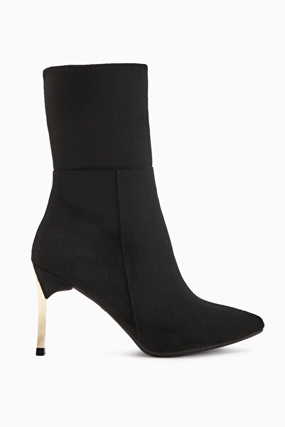 İncimoda Sivri Burun İnce ALTİN Topuklu KİSA ÇİZME