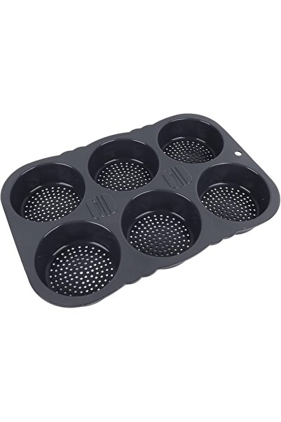 The Bros قالب كعكة هامبورجر بستة تجاويف، مقلاة سيليكون شبكية غير لاصقة للكعك ...