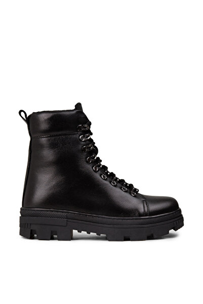 Deery Γυναικείες μαύρες μπότες από γνήσιο δέρμα με φερμουάρ