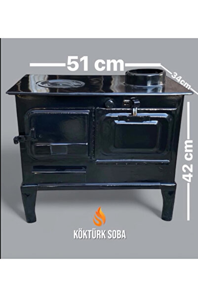 KUZİNECİM MİNİ FIRINLI KUZİNE SOBA SİYAH EMAYE KAPLAMA PORTATİF HERYERE TAŞIN...