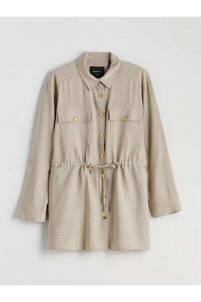 LC Waikiki Gömlek Yaka Büzgülü Kadın Ceket (W5)