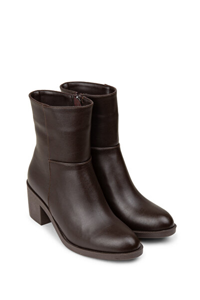 Deery Γυναικείες μπότες καφέ με φερμουάρ