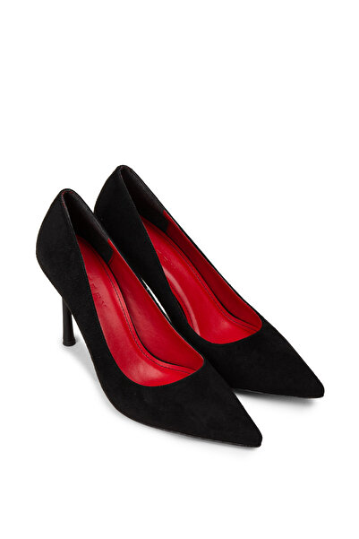Deery Women's Black Suede Stiletto Heeled Shoes
