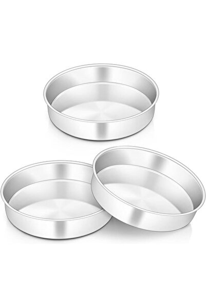 The Bros مجموعة قوالب كيك دائرية مقاس 8 بوصات من 3 قوالب كيك من الفولاذ المقا...